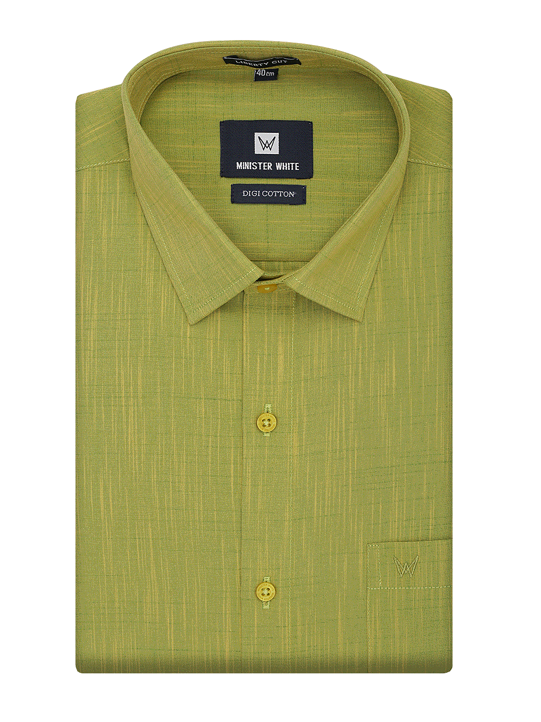 Mens Cotton Regular Fit Rust Green Colour Shirt Digi Cotton by Minister White