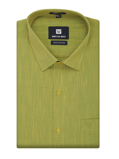 Mens Cotton Regular Fit Rust Green Colour Shirt Digi Cotton by Minister White