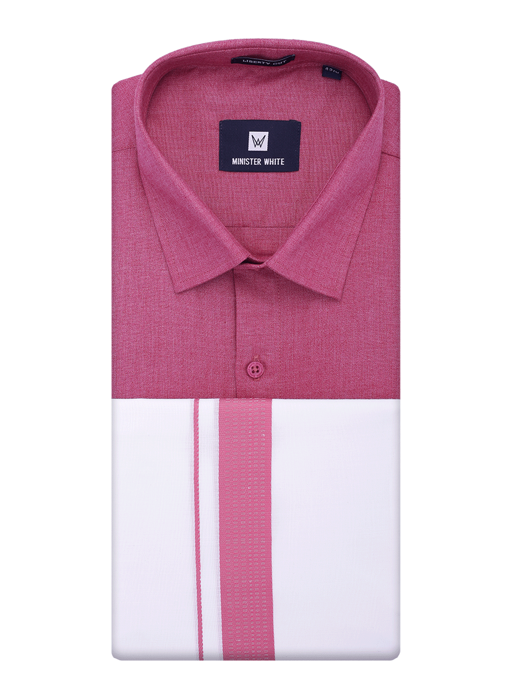Mens Pink Color Shirt with Matching Border Dhoti Combo Casper_08