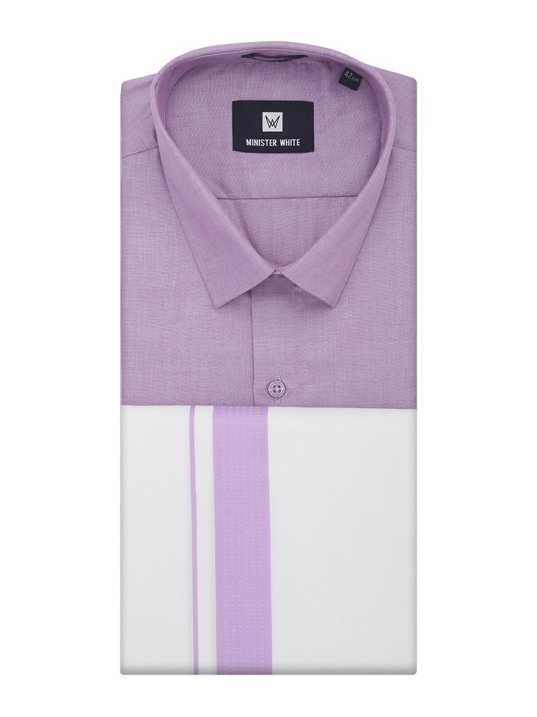 Mens Light Purple Color Shirt with Matching Border Dhoti Combo Casper_12