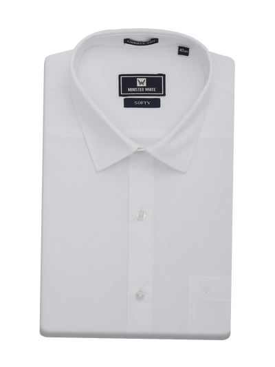 Mens Pure Cotton White Shirt by Minister White