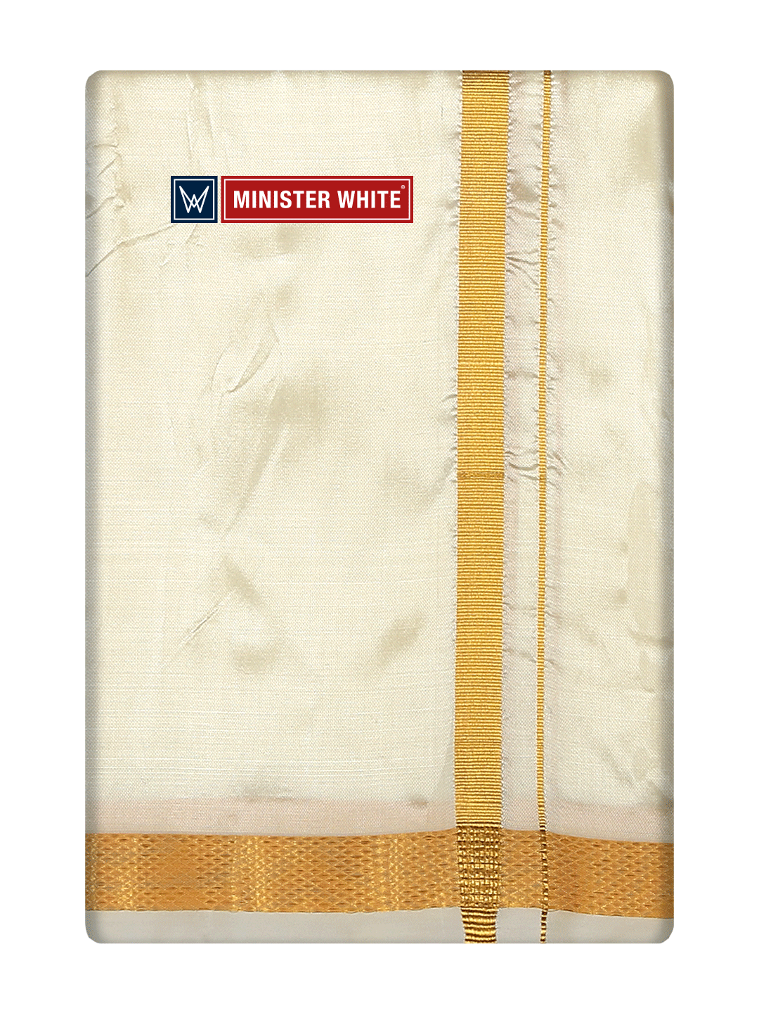 Double Layer Cream Pure Mix Dhoti 50K Golden Jari Border - Prince 50K