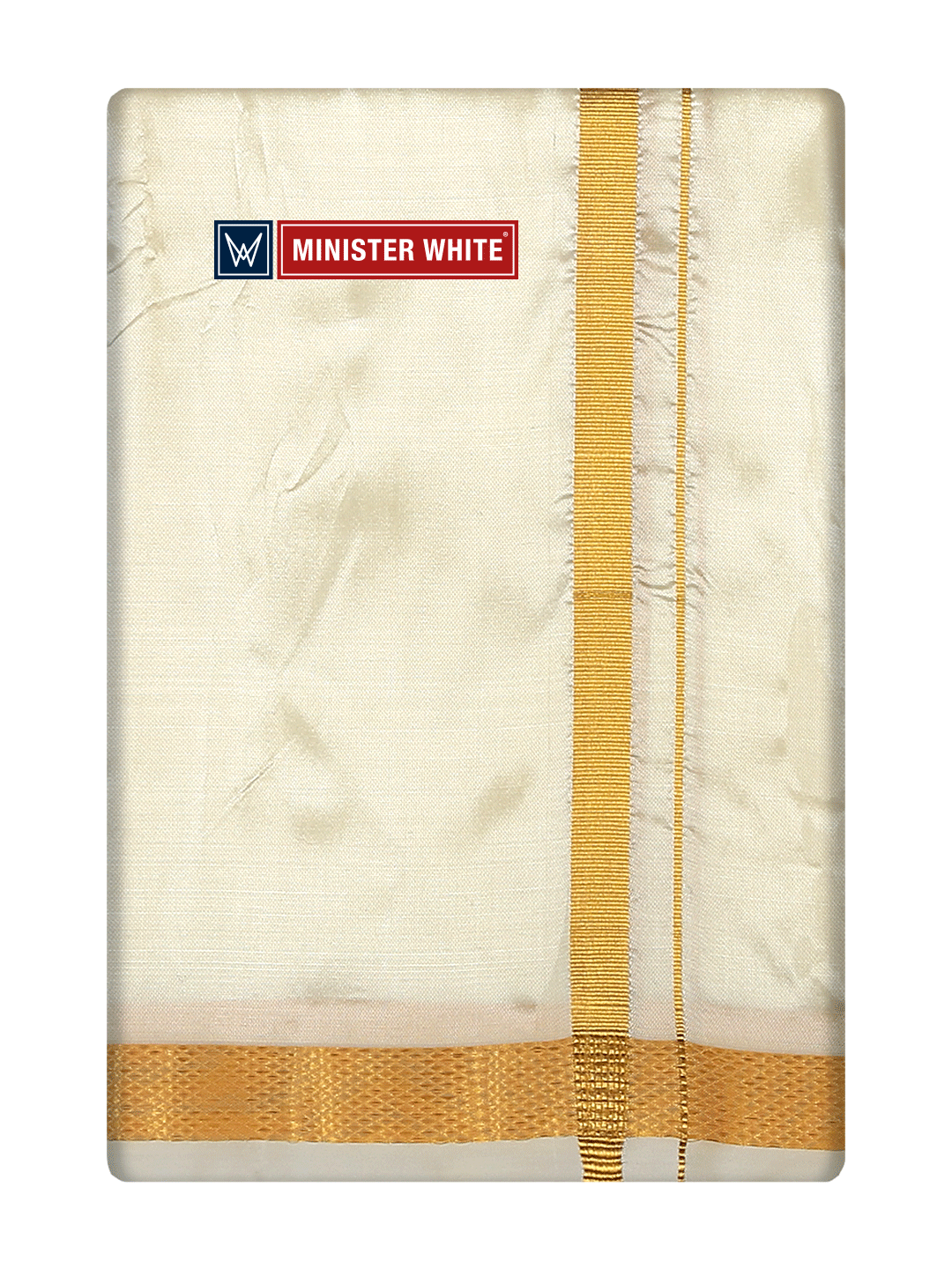 Mens Art Silk Double Layer Cream Dhoti with 50K Gold Jari Border - Prince 50K