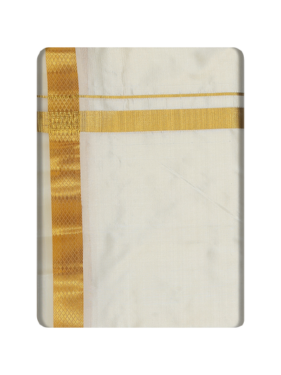 Men's Pure Silk Wedding Dhoti by Minister White
