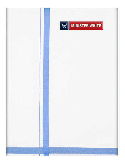 Mens Cotton White Double Layered Dhoti with Big Border - Infinite by Minister White