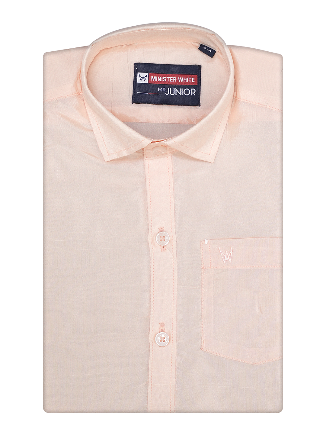 Boys Light Peach Art Silk Shirt by Minister White