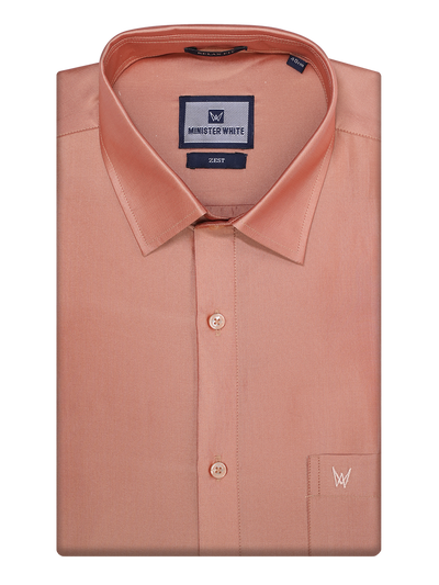 Mens Taffeta Relax Fit Dark Peach Colour Shirt Zest by Minister White