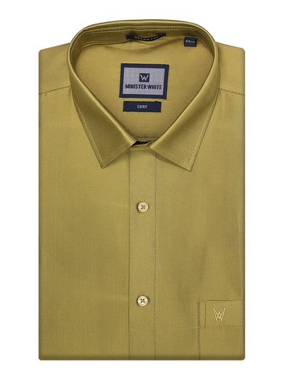 Mens Taffeta Relax Fit Light Green Colour Shirt Zest by Minister White