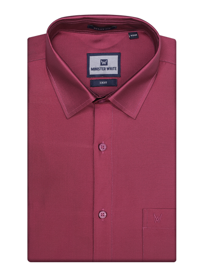 Mens Taffeta Relax Fit Light Maroon Colour Shirt Zest by Minister White