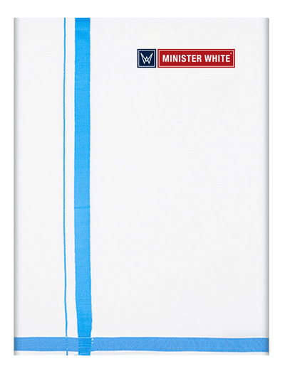 Mens Cotton White Double Layered with Big Border Dhoti - Manalan by Minister White