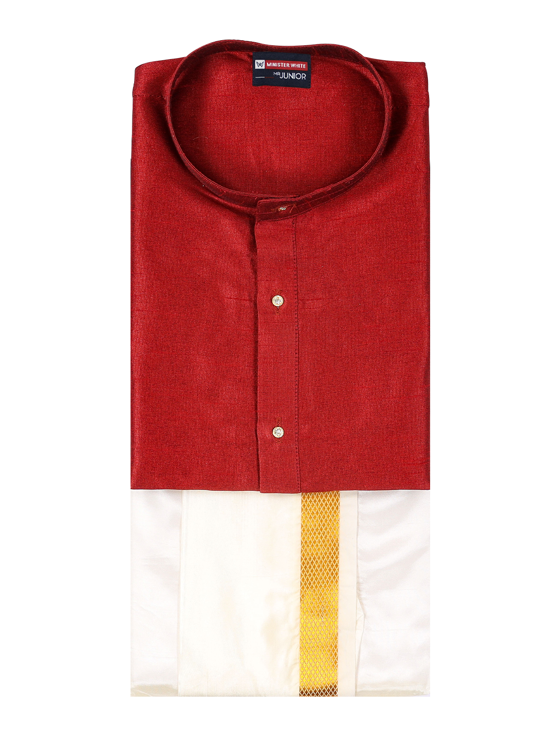 Boys Brown Colour Kurtha with Gold Jari Panchakacham Combo Chitrang by Minister White