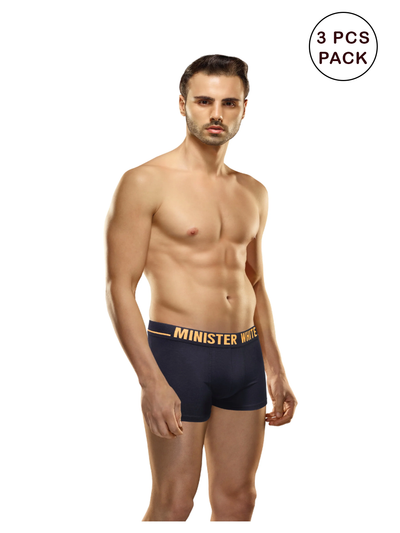 Men's 3pcs Super Combed Cotton Assorted Color Trunk Zander