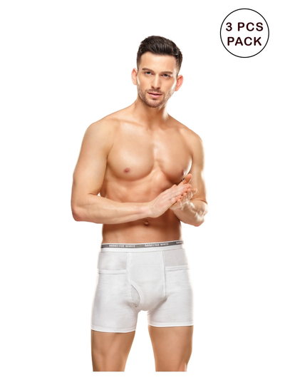 Men's 3pcs Super Combed Cotton White Trunk Mentor