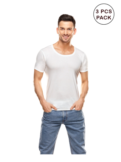 Men's 3pcs Super Combed Cotton White Vest Casper RNS