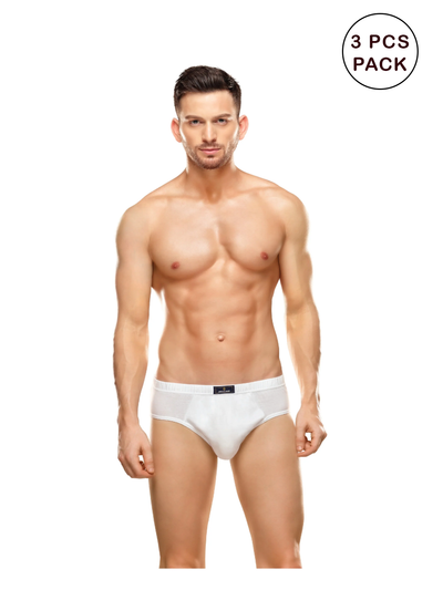Men's 3pcs Super Combed White Inner Elastic Brief Thunder