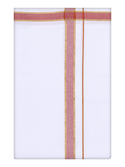 Men's Crimson Red Border Dhoti 