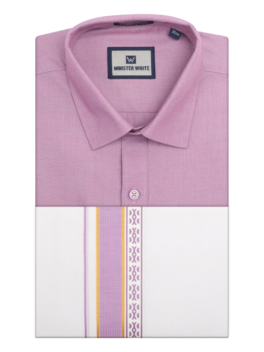 Men's Light Purple Color Shirt with Matching Fancy Printed Border Dhoti Combo Casper Trends