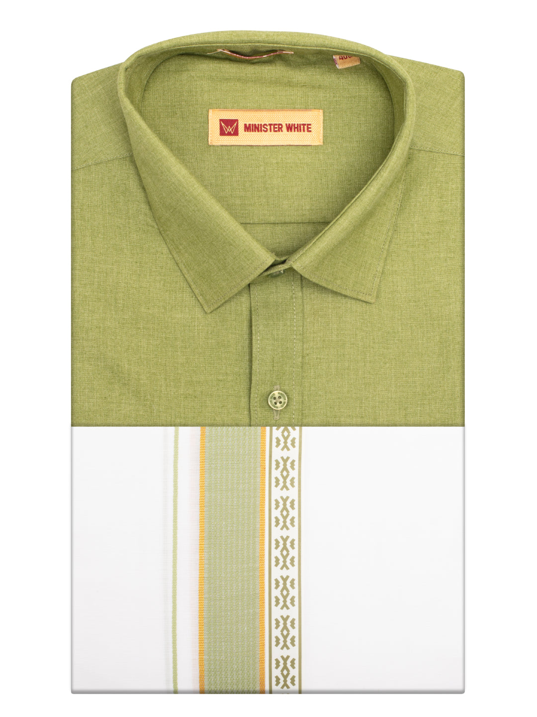 Men's Light Green Color Shirt with Matching Fancy Printed Border Dhoti Combo Casper Trends