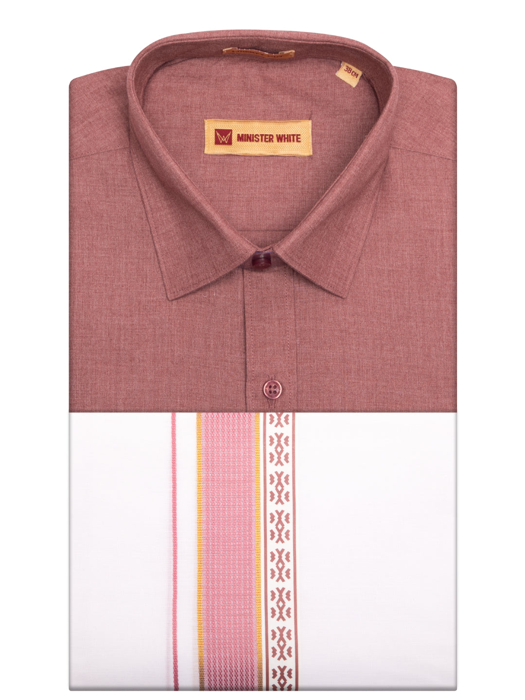 Men's Light Maroon Color Shirt with Matching Fancy Printed Border Dhoti Combo Casper Trends