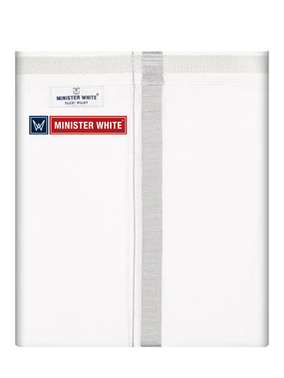 Mens Cotton White Double Layered Flexi Dhoti with Silver Jari Border - Adventure Dbl by Minister White