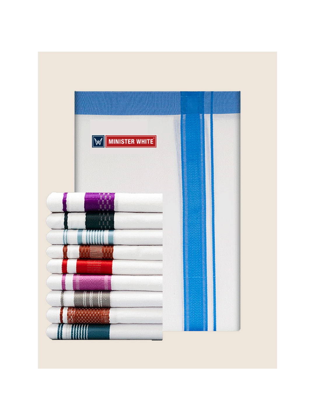 Mens Cotton White Single Layered Dhoti with Fancy Border - jack sgl by Minister White