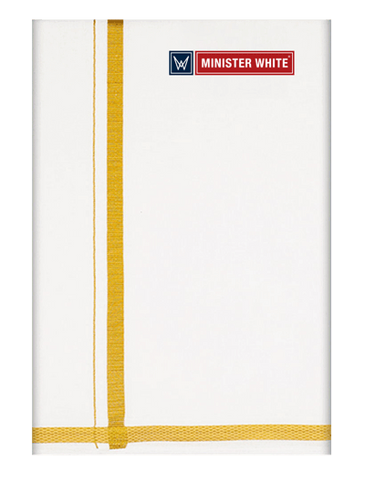 Mens Cotton White Double Layered Dhoti with 1/2" Gold Jari Border - Omkar by Minister White