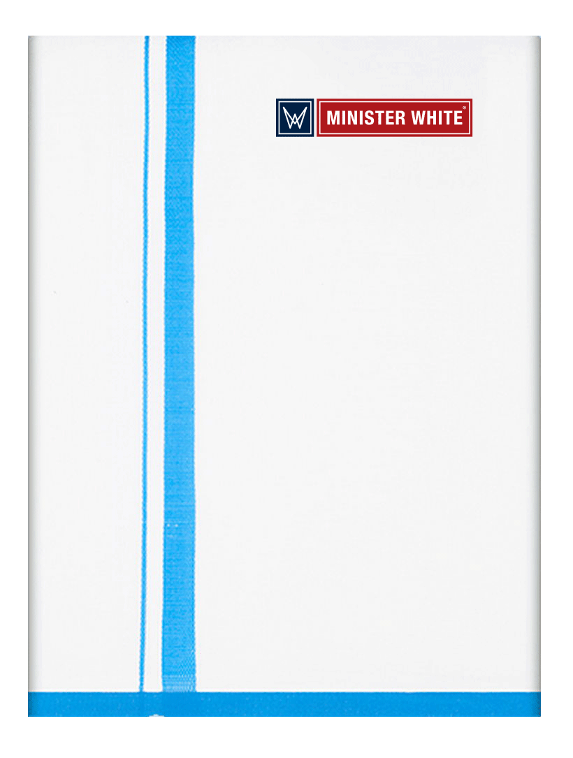 Mens Cotton White Double Layered with Big Border Dhoti - Riga by Minister White