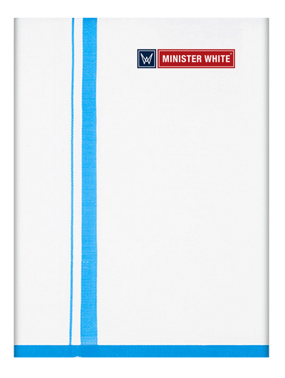 Mens Cotton White Double Layered with Big Border Dhoti - Riga by Minister White