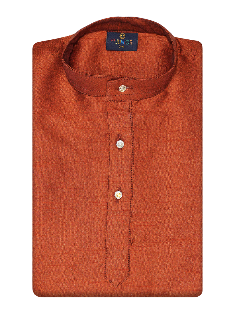 Brown Colour Kids Kurtha Shirt - Nobel Boy_A07