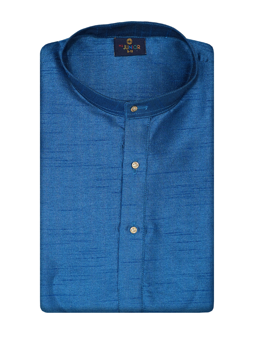 Dark Blue Colour Kids Kurtha Shirt - Nobel Boy_A09