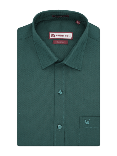 Men's Premium Poly Cotton Regular Fit Green Colour Shirt Gloster