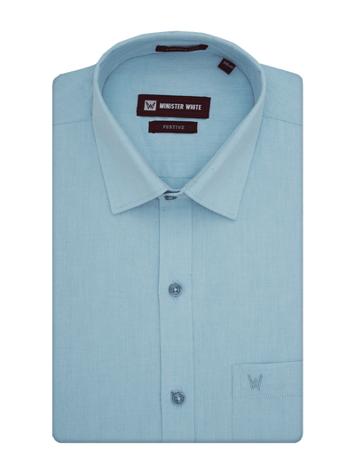 Men's Cotton Regular Fit Sea Blue Colour Shirt Festive