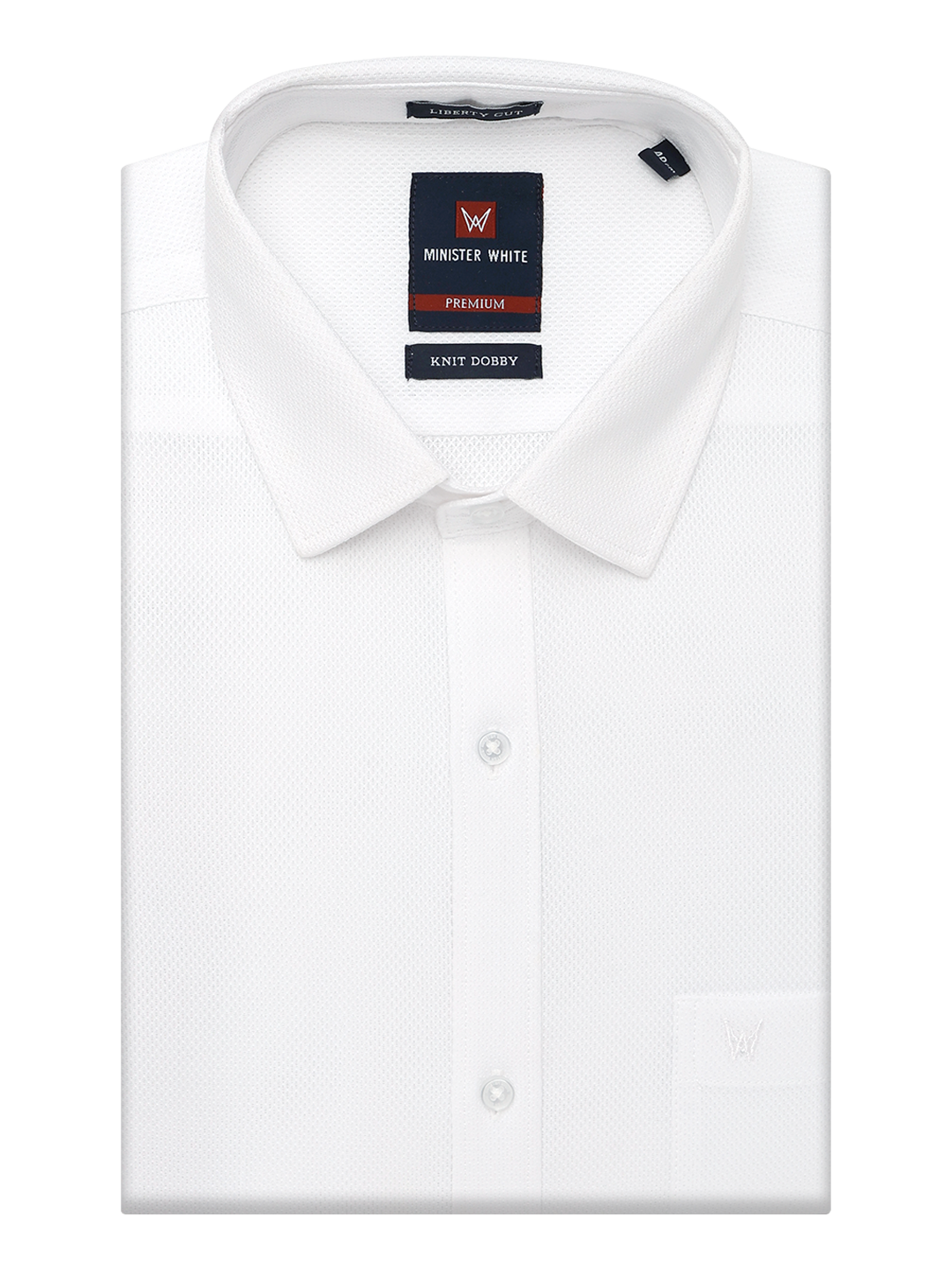 Mens Regular Fit Premium Cotton Dobby White Shirt Knit Dobby by Minister White