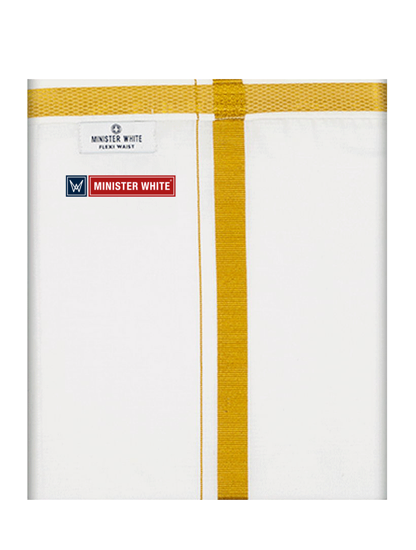 White Velcro Dhoti With Gold Jari Border - Stellar