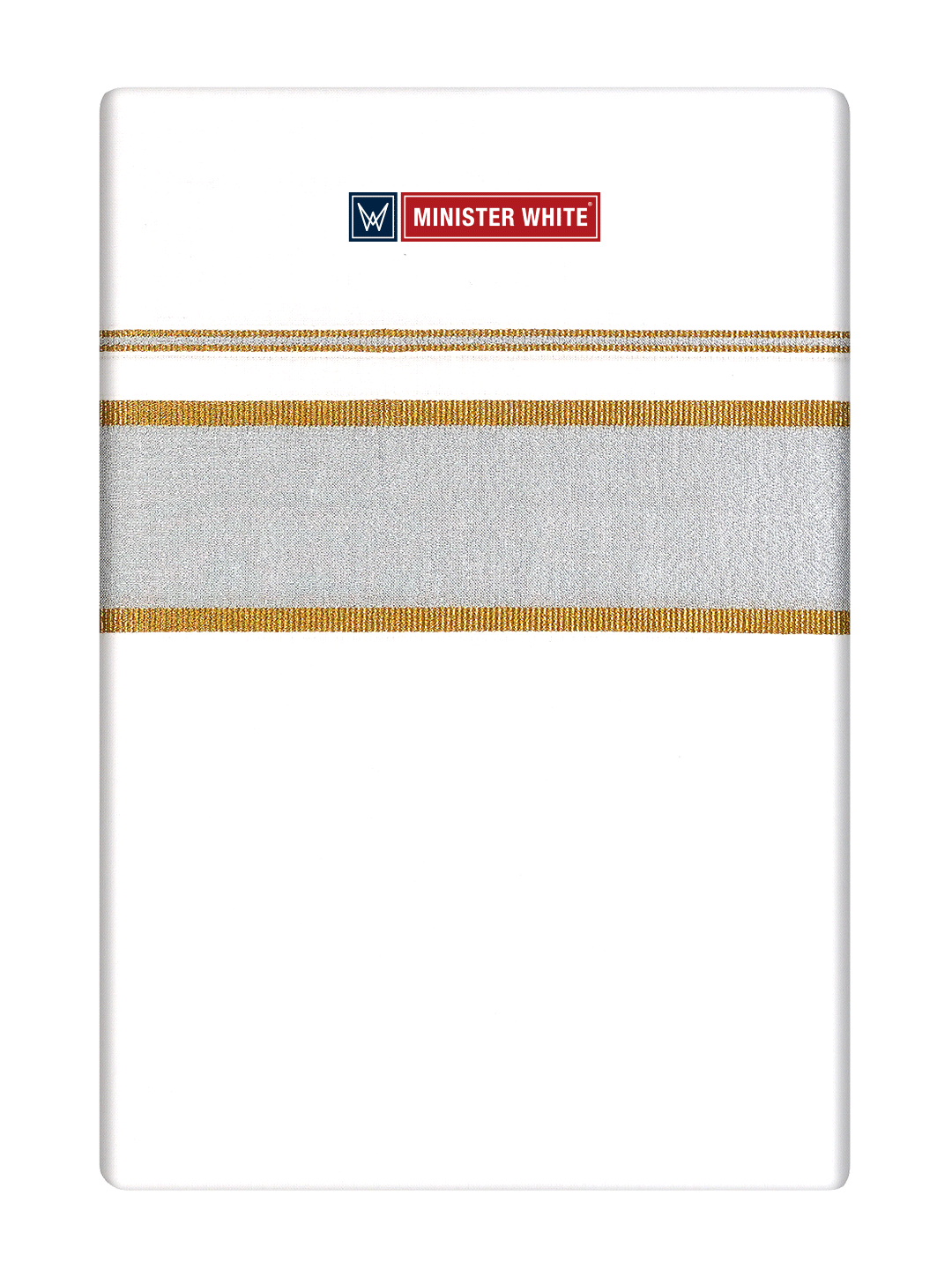 Mens Cotton White Single Layered Dhoti with Silver Jari Fancy Border - Ferry by Minister White