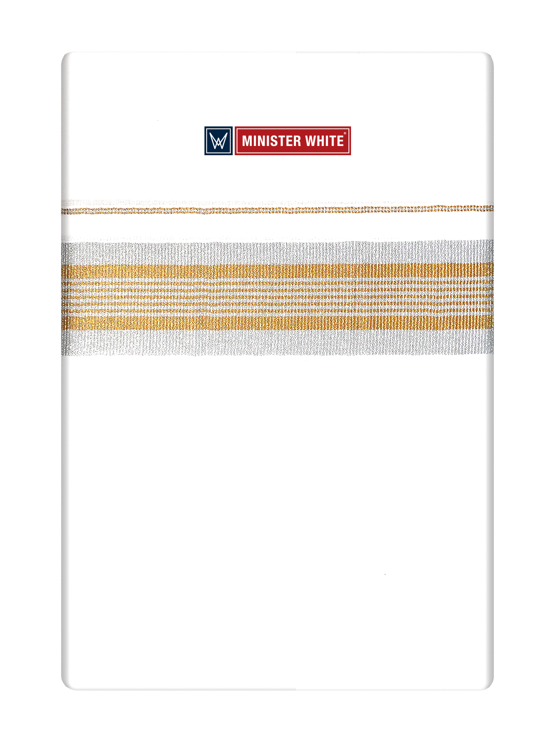 Mens Cotton White Single Layered Dhoti with Gold & Silver Jari Fancy Border - Ferry by Minister White