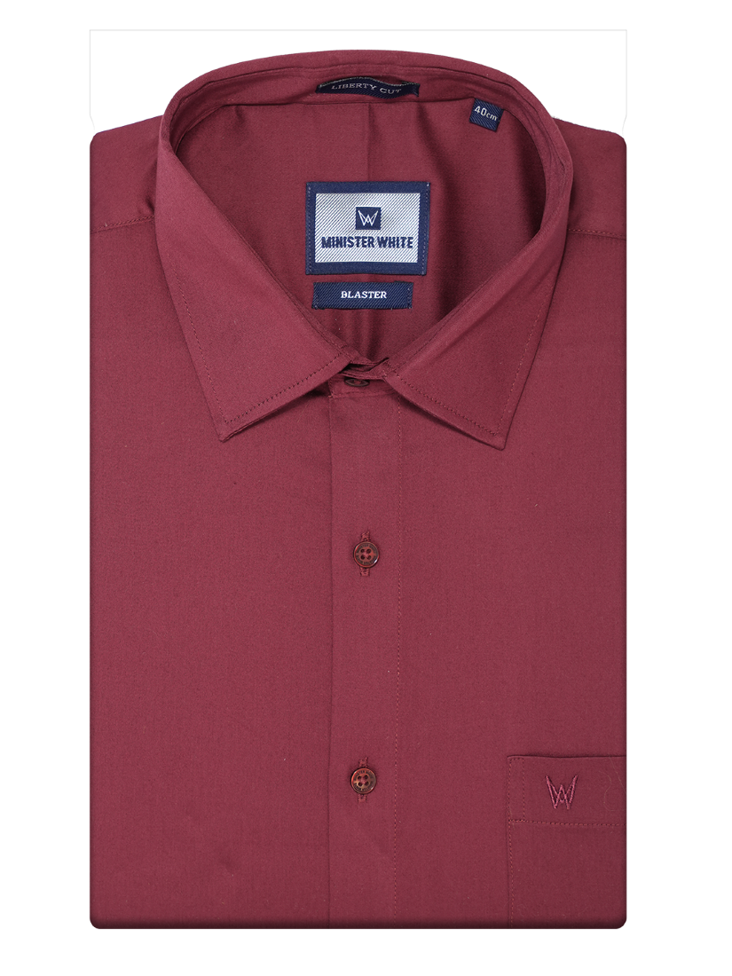 Mens Cotton Regular Fit Burgundy Colour Shirt Blaster by Minister White