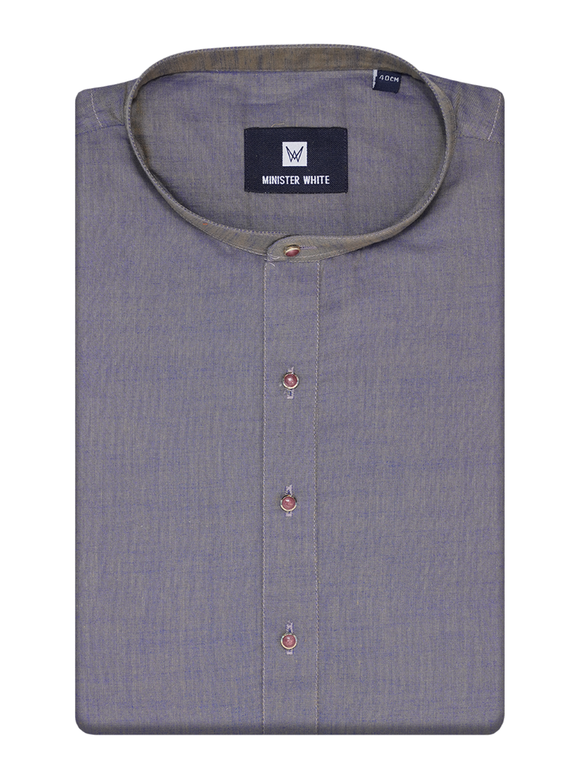 Mens Cotton Indigo Colour Full Sleeves Long Length Kurta Style In by Minister White