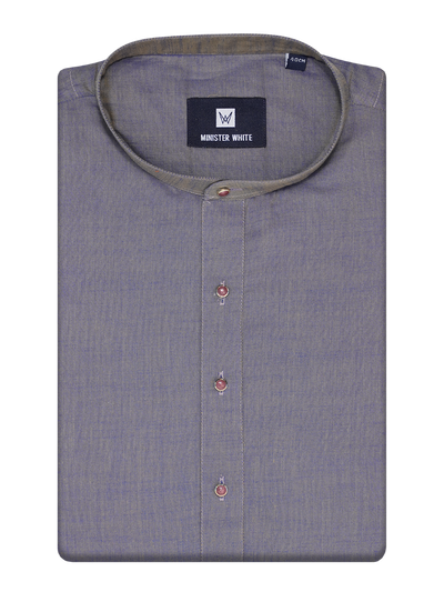 Mens Cotton Indigo Colour Full Sleeves Long Length Kurta Style In by Minister White