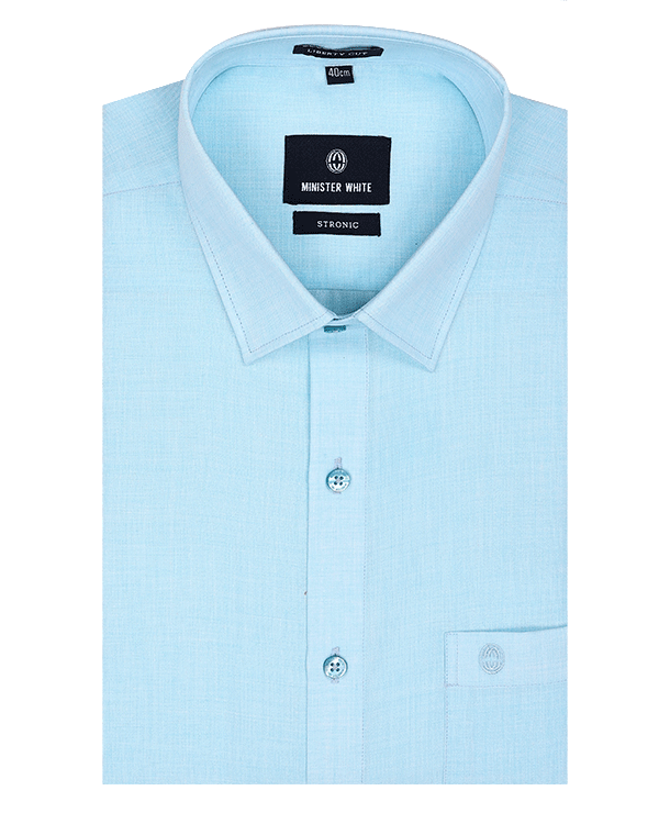 Mens Cotton Regular Fit Sky Blue Colour Shirt Stronic by Minister White
