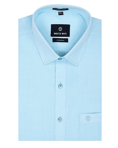 Mens Cotton Regular Fit Sky Blue Colour Shirt Stronic by Minister White