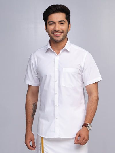 Mens Premium Cotton Regular Fit White Shirt Mr.White