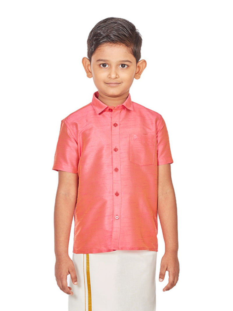 FlexiWaist - Bundled With A Matching Pink Raw Silk Shirt (Adorable Boy)