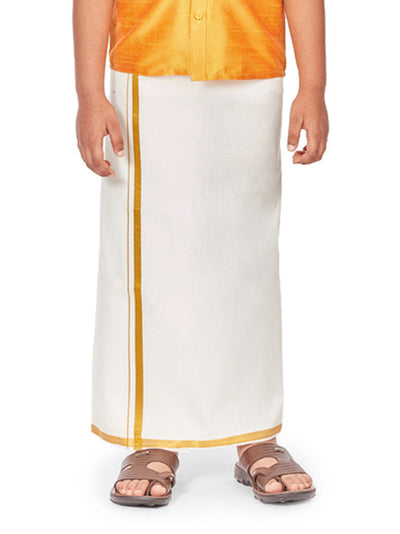 FlexiWaist Dhoti Bundled With a Matching Yellow Raw Silk SHIRT