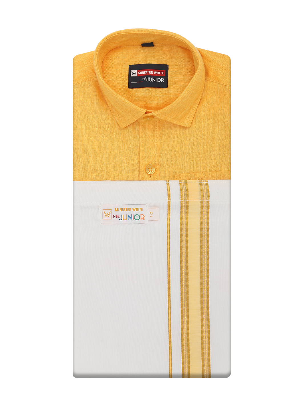 Boys Matching Half Sleeves Shirt with Flexi Dhoti Combo Yellow Polite Boy