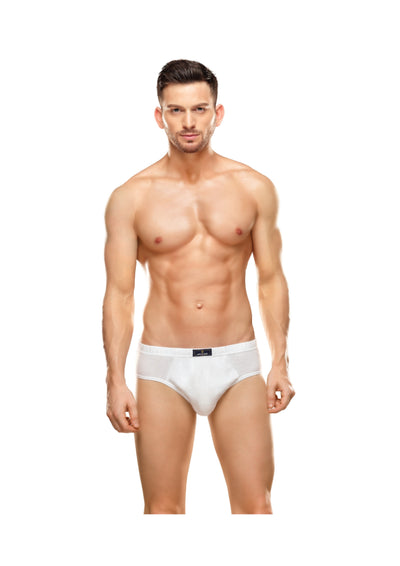 Mens Super Combed White Inner Elastic Brief Thunder by Minister White