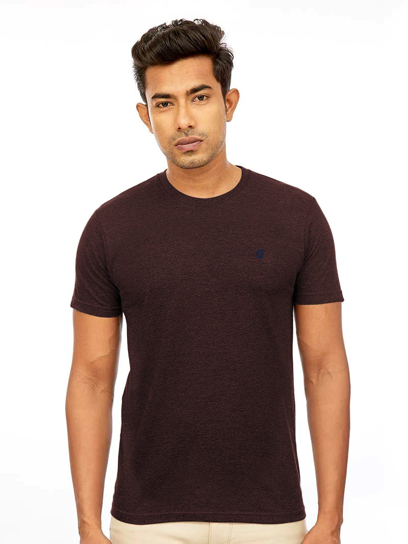 Maroon Mel Round Neck T Shirt_SH 04