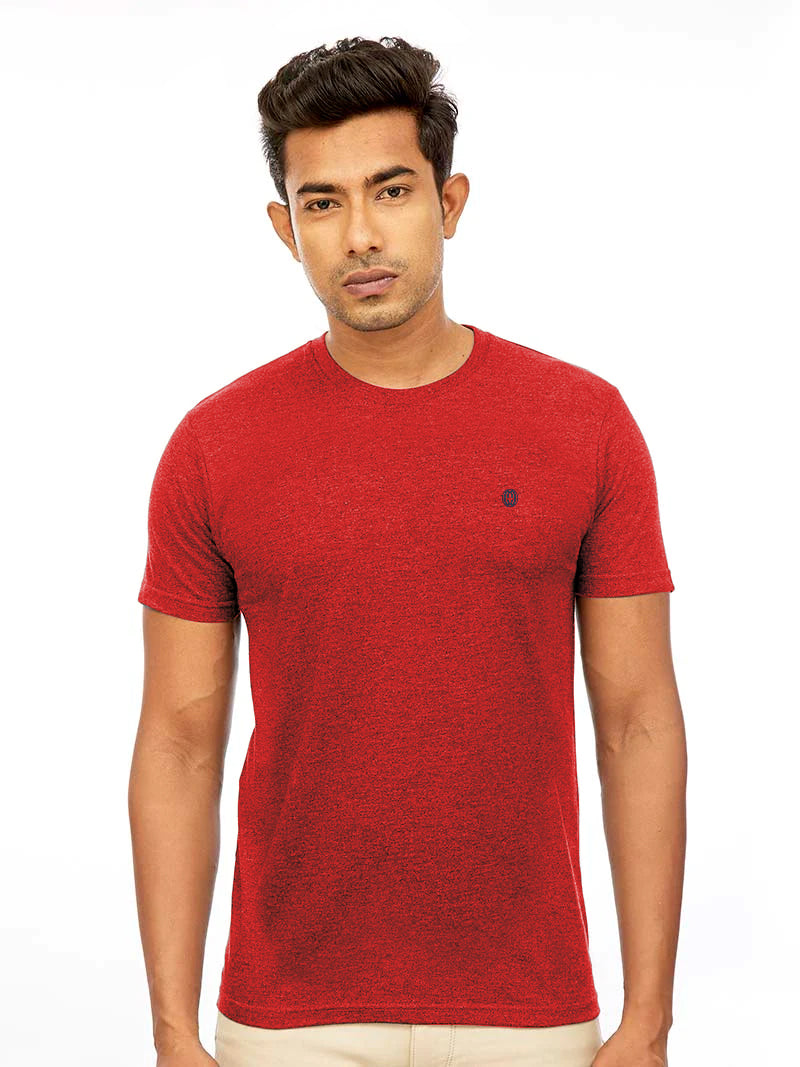 Red Melange Round Neck T Shirt_SH 08