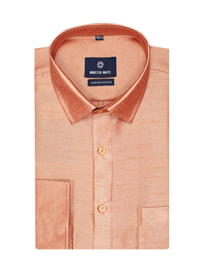 Mens Dupion Satin Regular Fit Light Rust Colour Shirt by Minister White