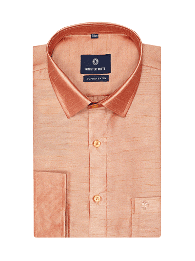 Mens Dupion Satin Regular Fit Light Rust Colour Shirt